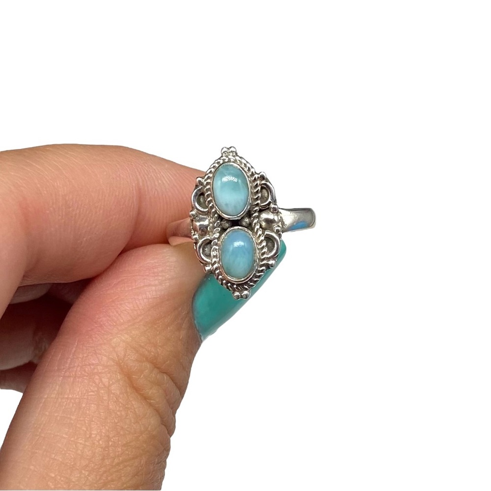 Larimar Ring Size 7 Solid 925 Sterling Silver Blu… - image 4